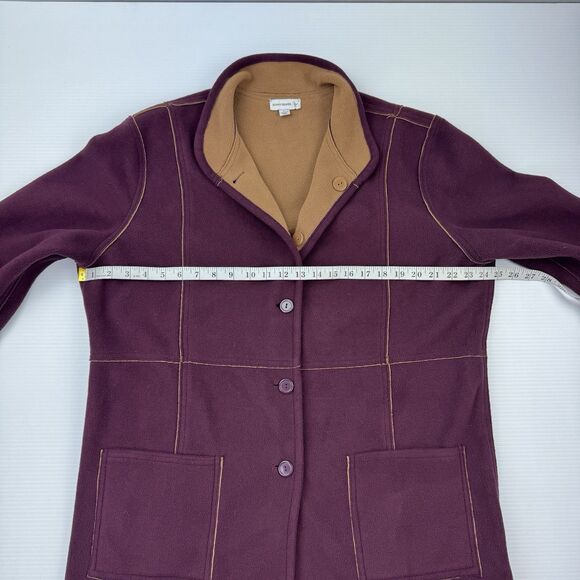 Susan Graver Reversible Fleece Coat Jacket Large Purple Tan Button Front Pockets - Picture 5 of 9